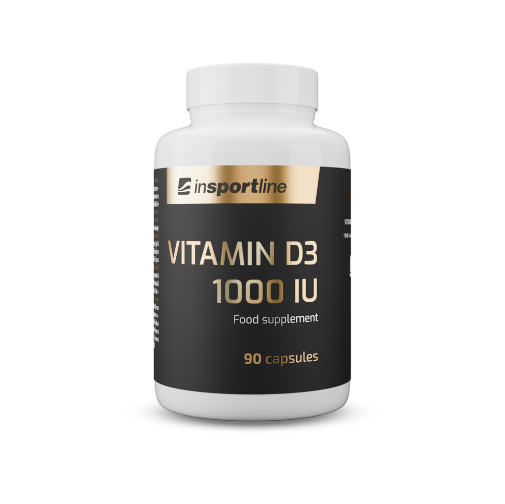 Doplněk stravy inSPORTline Vitamin D3 1000 IU, 90 kapslí