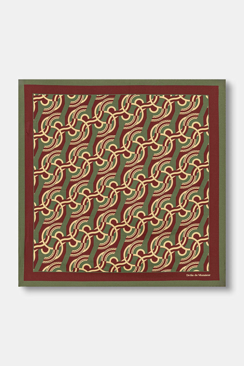 Drôle de Monsieur  malý šátek pánský hedvábný Chain Link Monogram