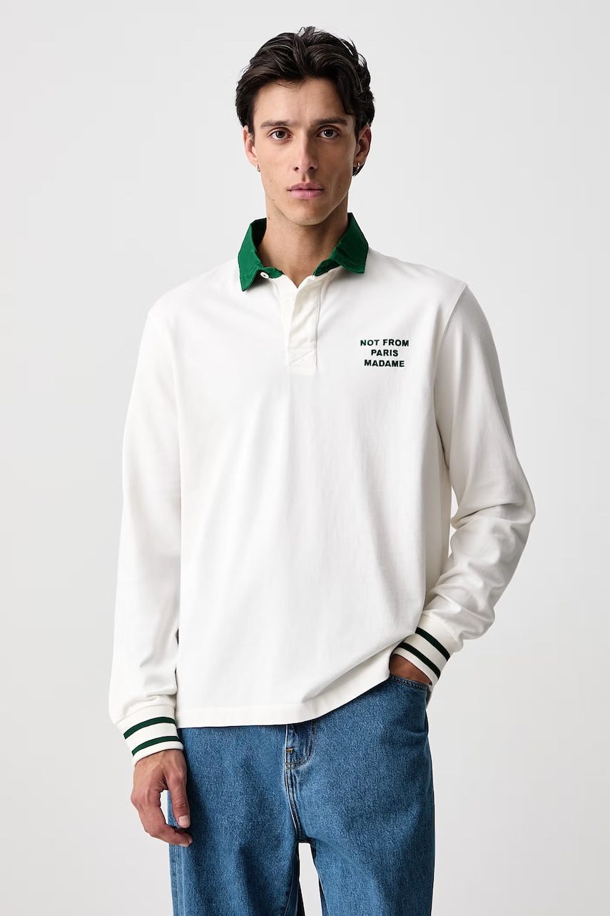 Drôle de Monsieur  tričko s dlouhým rukávem pánské bavlněné Slogan Polo