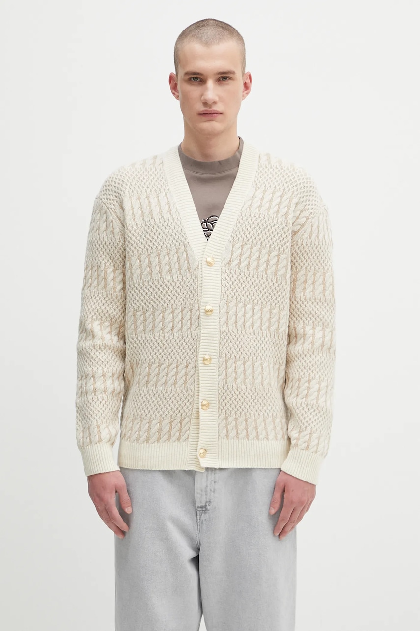 Drôle de Monsieur  Vlněný kardigan  Le Cardigan Torsades Bicolore