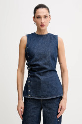 Džínová blůza Rotate dámská, tmavomodrá barva, hladká, 114814D03