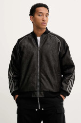 Džínová bomber bunda adidas Originals Denim Jkt černá barva, zimní, oversize, JY2796