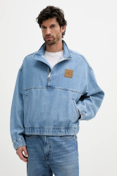 Džínová bunda Calvin Klein Jeans modrá barva, přechodná, oversize, J30J327505