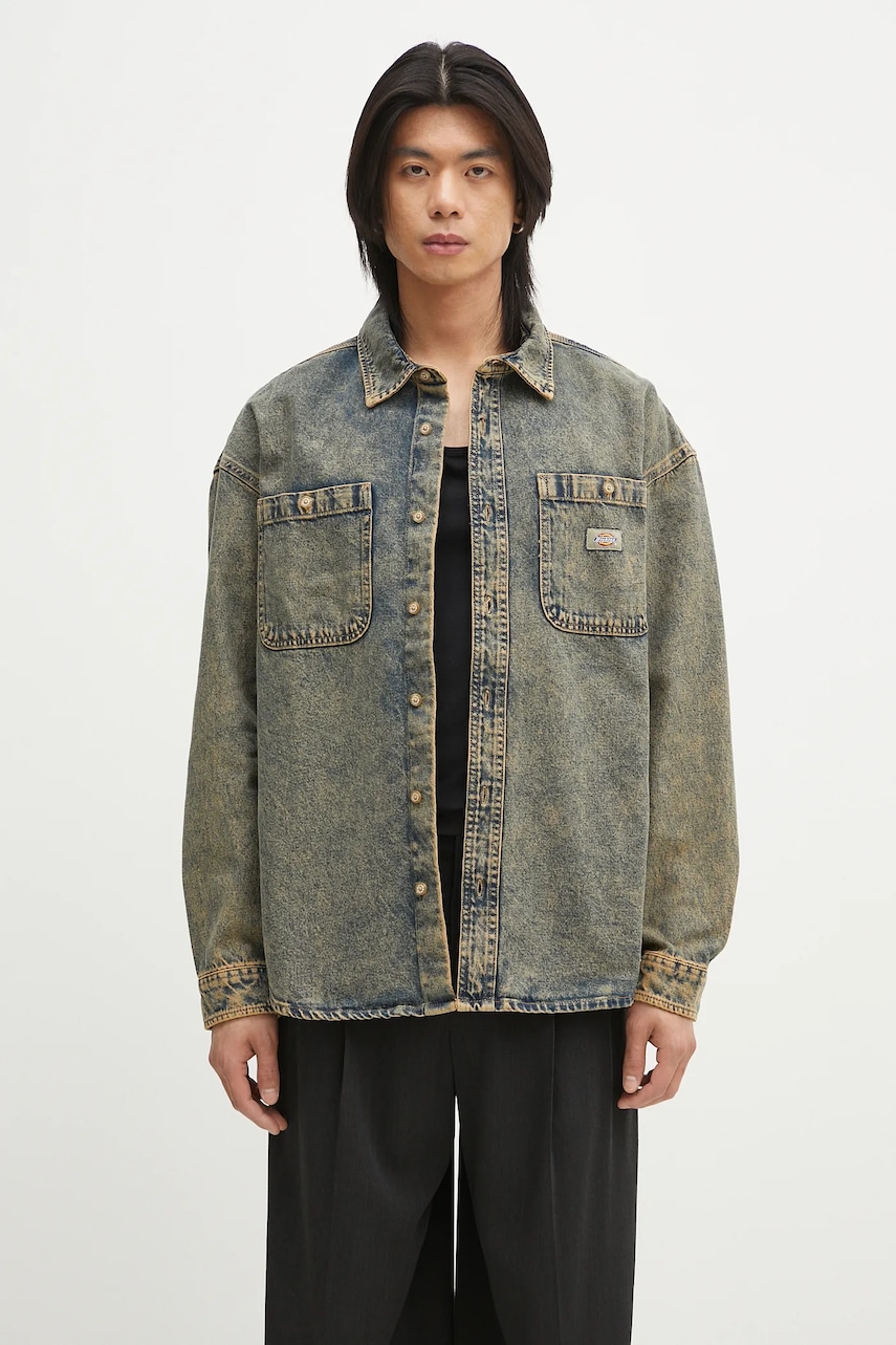 Džínová bunda Dickies Houston Ls Shirt Yellow Fade Indigo