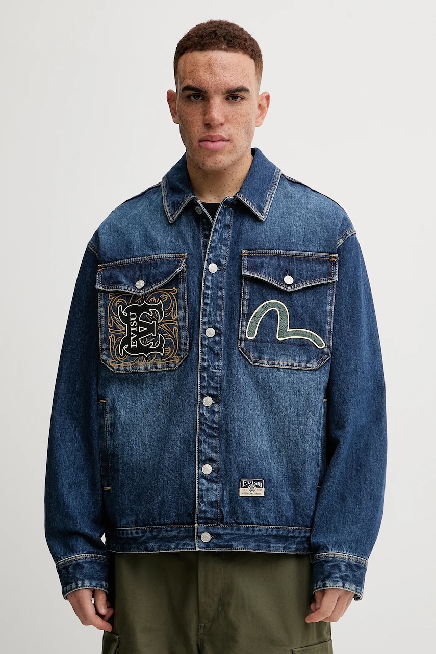 Džínová bunda Evisu Sheridan Daicock Printed