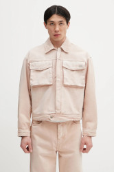 Džínová bunda Filling Pieces Denim růžová barva, přechodná, oversize, 78620769974