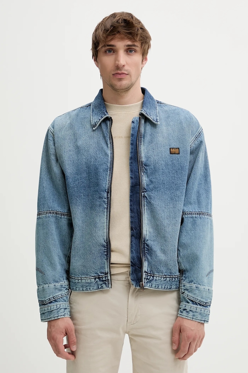 Džínová bunda G-Star modrá barva, přechodná, oversize, D26335-D536
