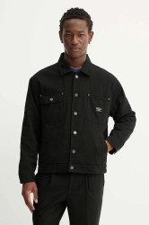 Džínová bunda Guess Jeans černá barva, přechodná, M5YL26 WHFR1