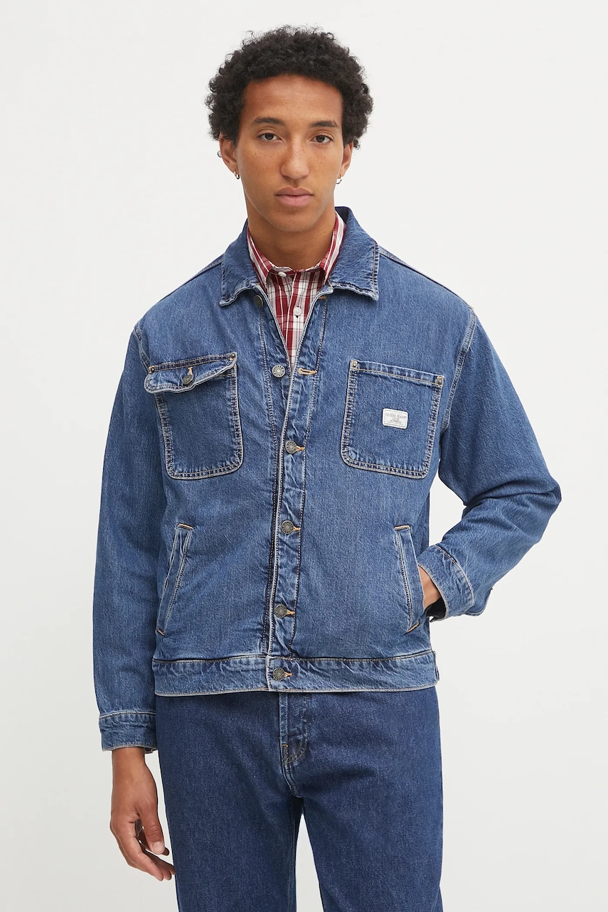 Džínová bunda Guess Jeans modrá barva, přechodná, M5YN50 D5M54