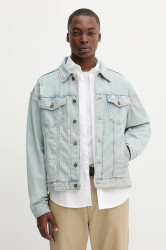 Džínová bunda Guess Jeans modrá barva, přechodná, oversize, M5YN38 D5M5A