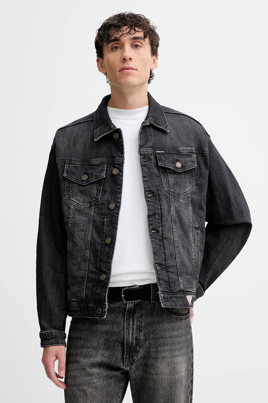 Džínová bunda Guess Jeans šedá barva, přechodná, M5BN38 D5LW5