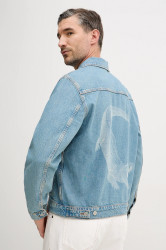 Džínová bunda Lacoste modrá barva, přechodná, BH8982