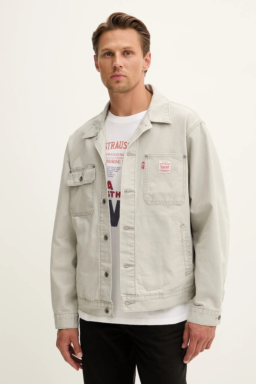 Džínová bunda Levi's šedá barva, přechodná, oversize, A4820