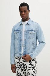 Džínová bunda Tommy Hilfiger modrá barva, přechodná, MW0MW38956