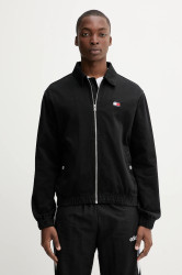Džínová bunda Tommy Jeans černá barva, přechodná, DM0DM21930