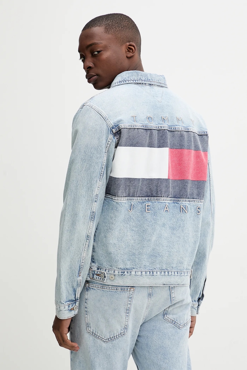 Džínová bunda Tommy Jeans modrá barva, přechodná, DM0DM21242