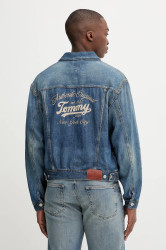 Džínová bunda Tommy Jeans modrá barva, přechodná, oversize, DM0DM21724
