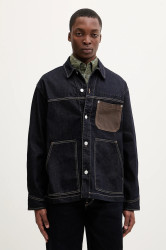 Džínová bunda Tommy Jeans tmavomodrá barva, přechodná, oversize, DM0DM22419