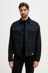 Džínová bunda Versace Jeans Couture černá barva, přechodná, 79GAS40B EW015D29