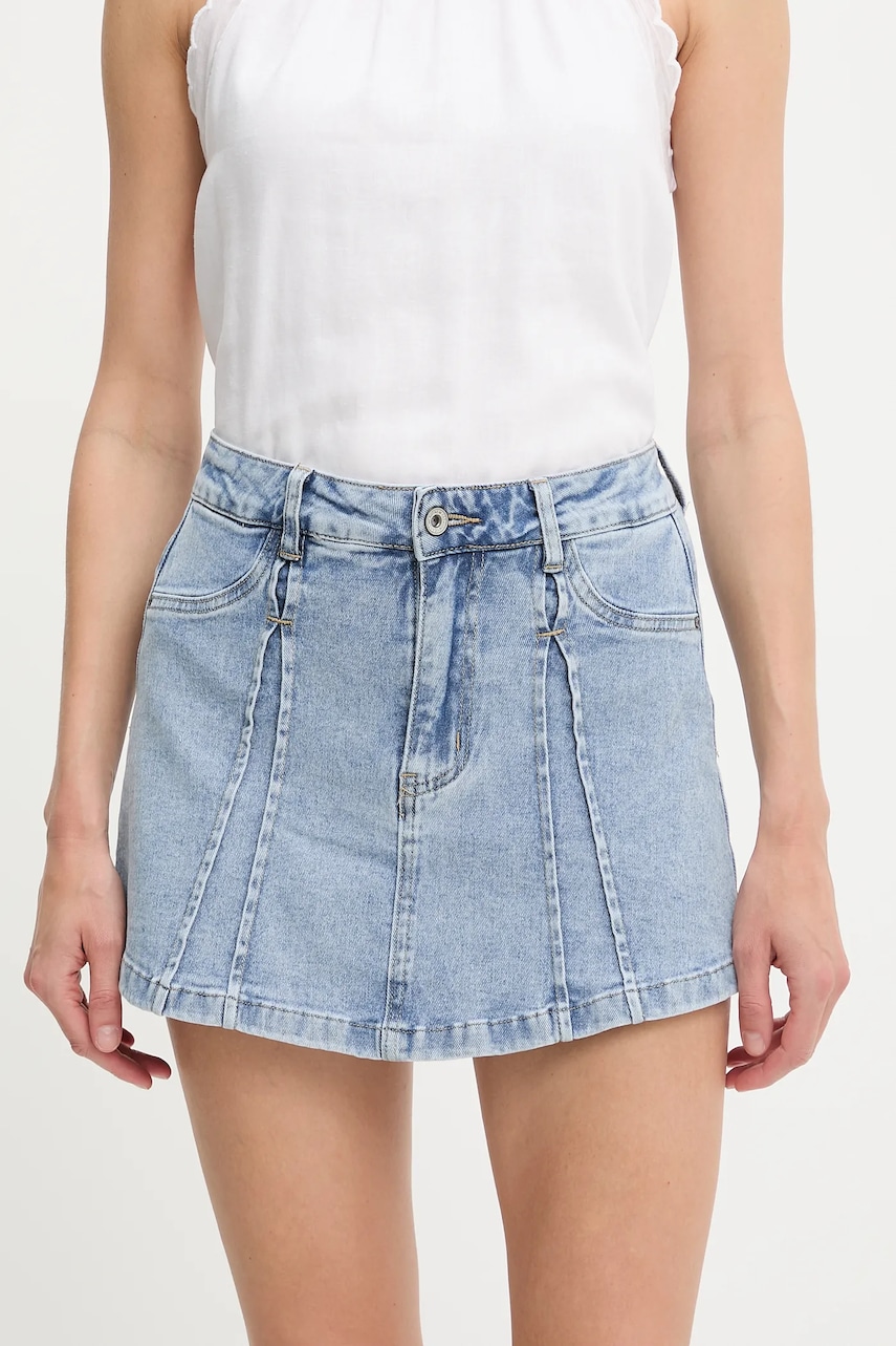 Džínová kalhotová sukně Answear.LAB dámská, modrá barva, hladká, medium waist