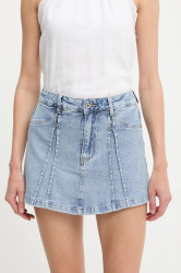 Džínová kalhotová sukně Answear.LAB dámská, modrá barva, hladká, medium waist