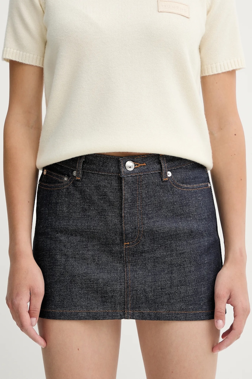 Džínová sukně A.P.C. mini-jupe tmavomodrá barva, mini, CODBS.F06093