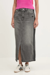 Džínová sukně adidas Originals Denim Long Skirt šedá barva, maxi, JW2659