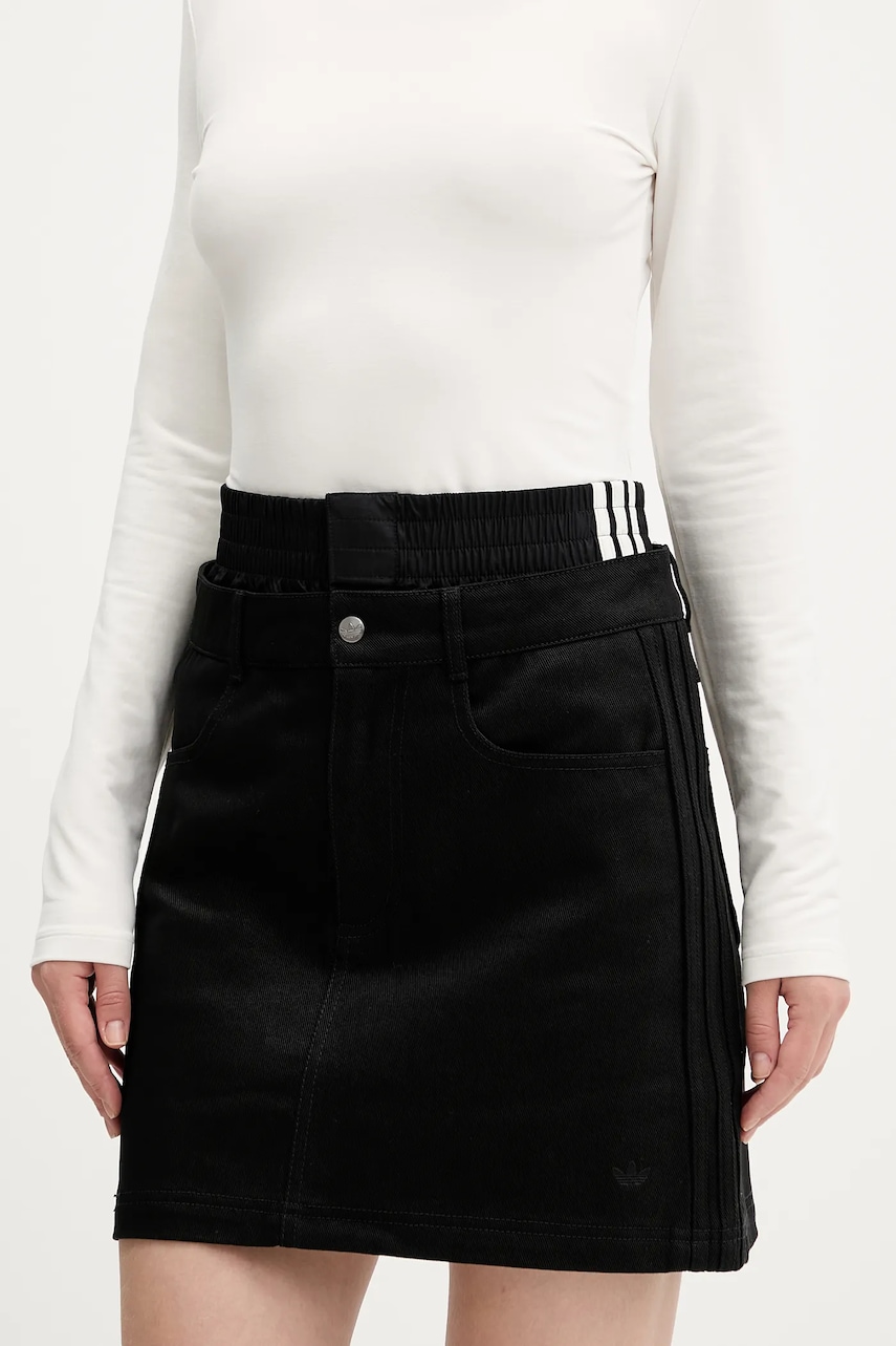 Džínová sukně adidas Originals FB Utility černá barva, mini, JX7593