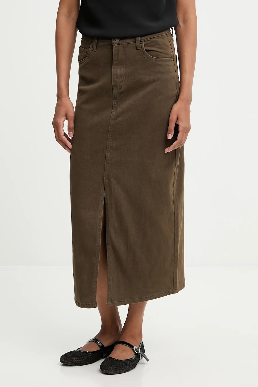 Džínová sukně Answear.LAB zelená barva, midi