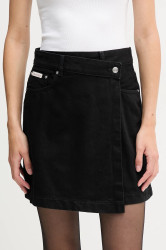 Džínová sukně Calvin Klein Jeans černá barva, mini, áčková, LV047D777G