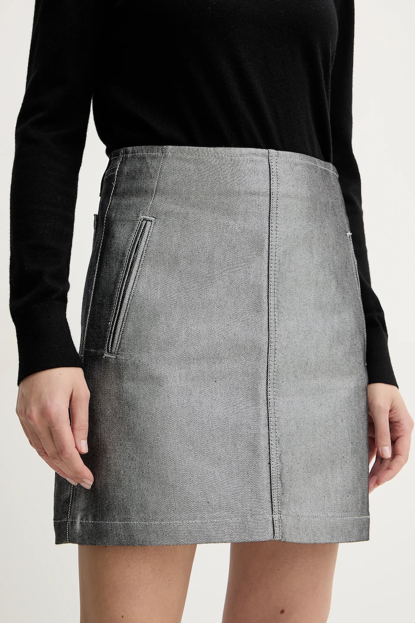 Džínová sukně Calvin Klein Jeans šedá barva, mini, LV047E716G