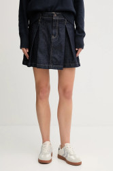 Džínová sukně Calvin Klein Jeans tmavomodrá barva, mini, áčková, LV047C717G