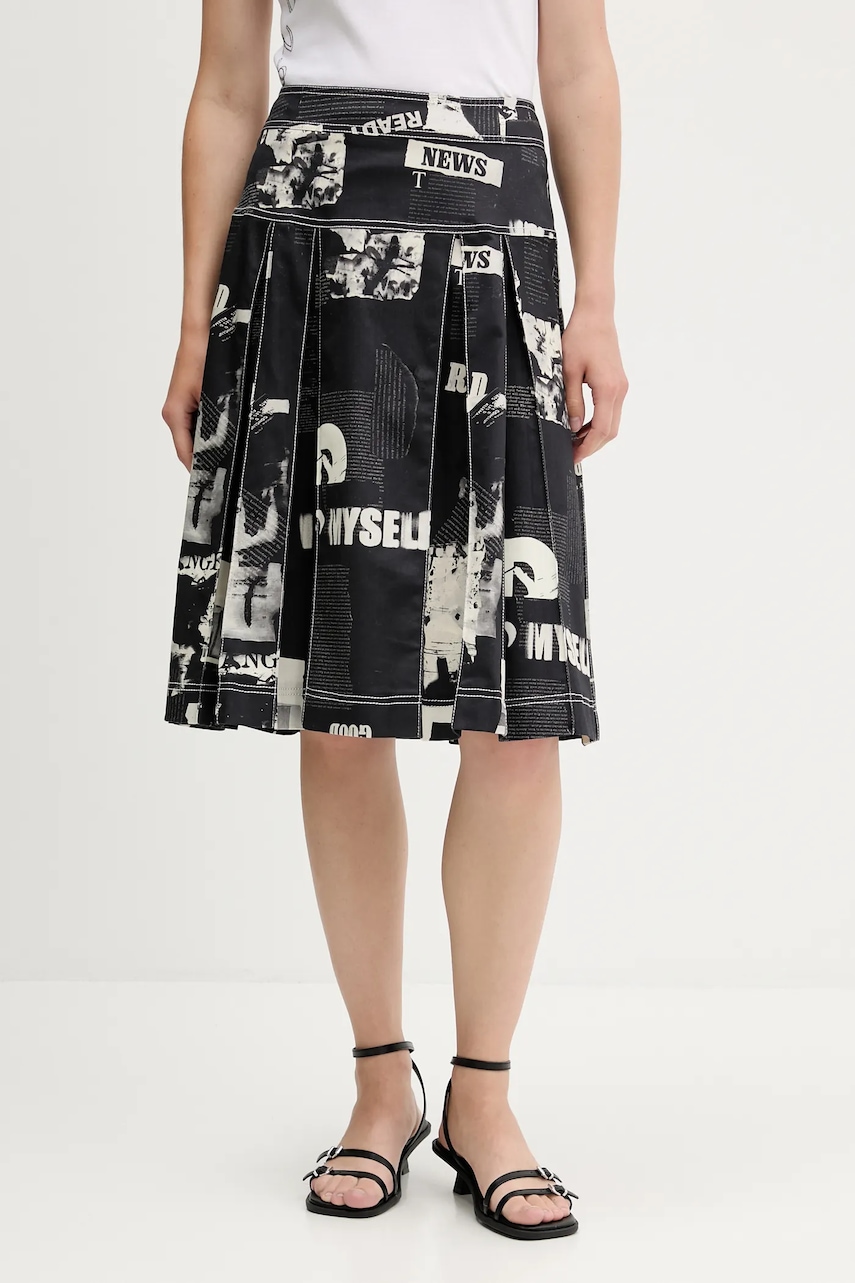 Džínová sukně Desigual NEWSPP černá barva, mini, áčková, 25WWFW11