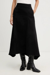 Džínová sukně G-Star Flare Skirt černá barva, maxi, áčková, D27941-E078