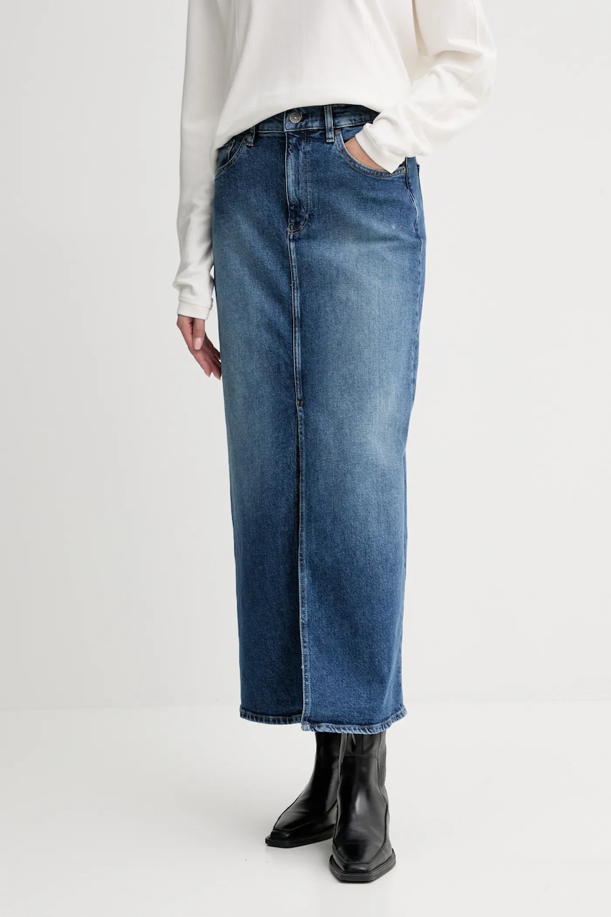 Džínová sukně G-Star Viktoria Long modrá barva, maxi, D24385-E106