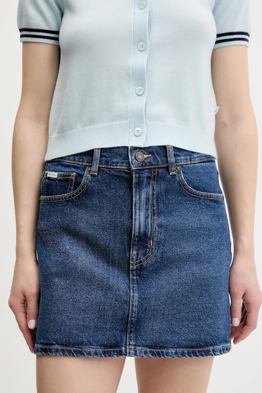 Džínová sukně Guess Jeans tmavomodrá barva, mini, W5GD0Q D5M44