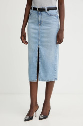 Džínová sukně Guess MILA tmavomodrá barva, midi, W5YD1L D5QQ0