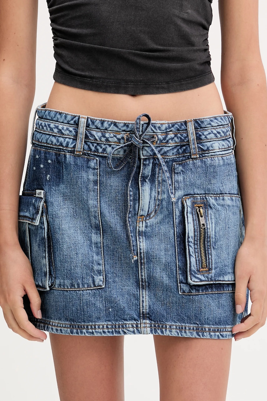 Džínová sukně Guess Originals HARRINGTON modrá barva, mini, pouzdrová, W5YD0L D5R01