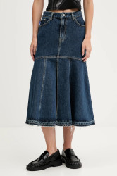 Džínová sukně Hugo Blue Gidya_B tmavomodrá barva, midi, áčková, 50541569