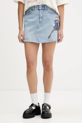 Džínová sukně Hugo Blue HUGO x Jujutsu Kaisen