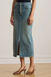 Džínová sukně Lauren Ralph Lauren modrá barva, midi, 200P03635