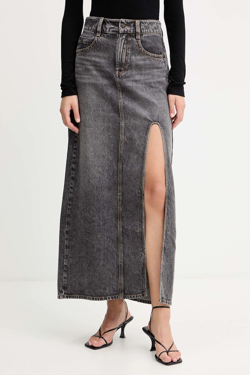 Džínová sukně Miss Sixty šedá barva, maxi, áčková, 6S3KJ40600
