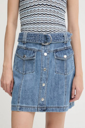 Džínová sukně Morgan modrá barva, mini, pouzdrová, JOLAM