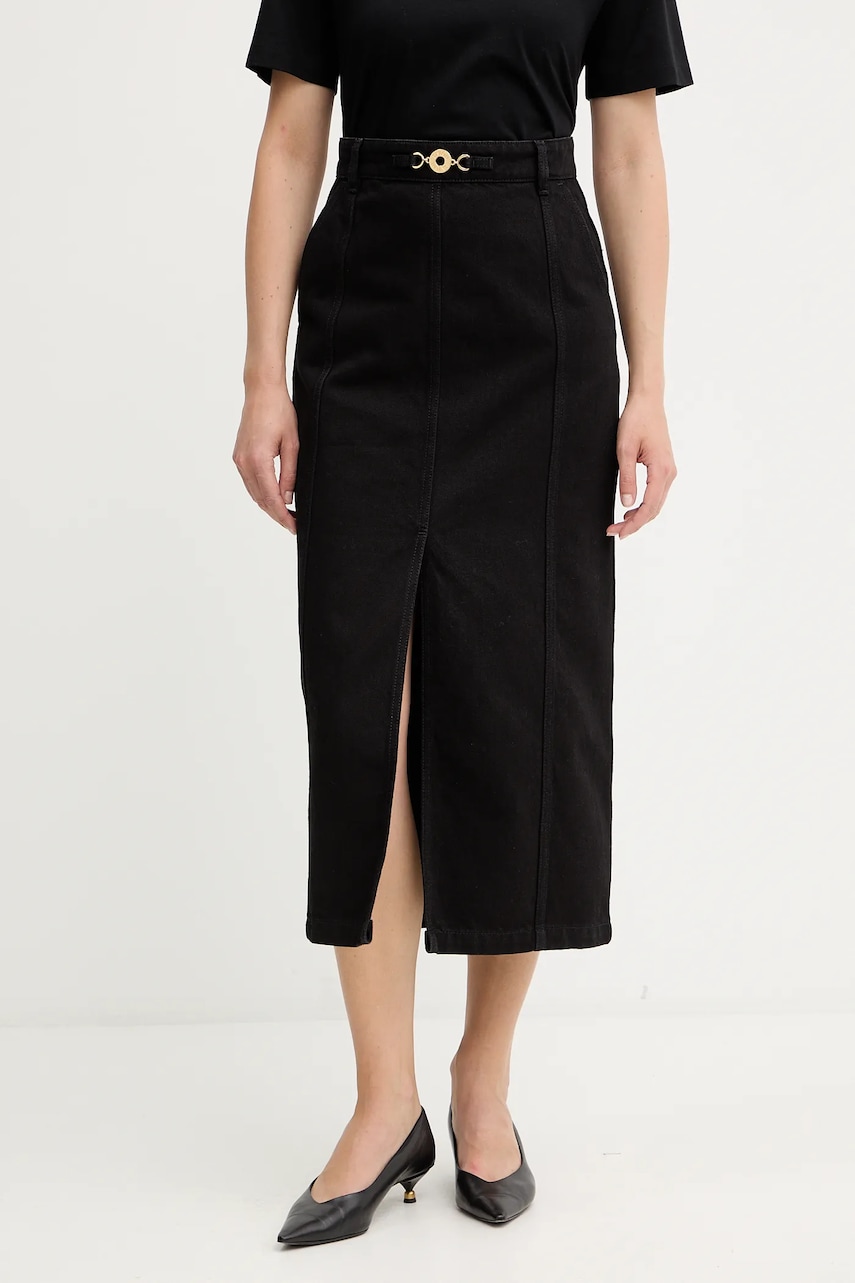 Džínová sukně Patou černá barva, midi, SK0500081