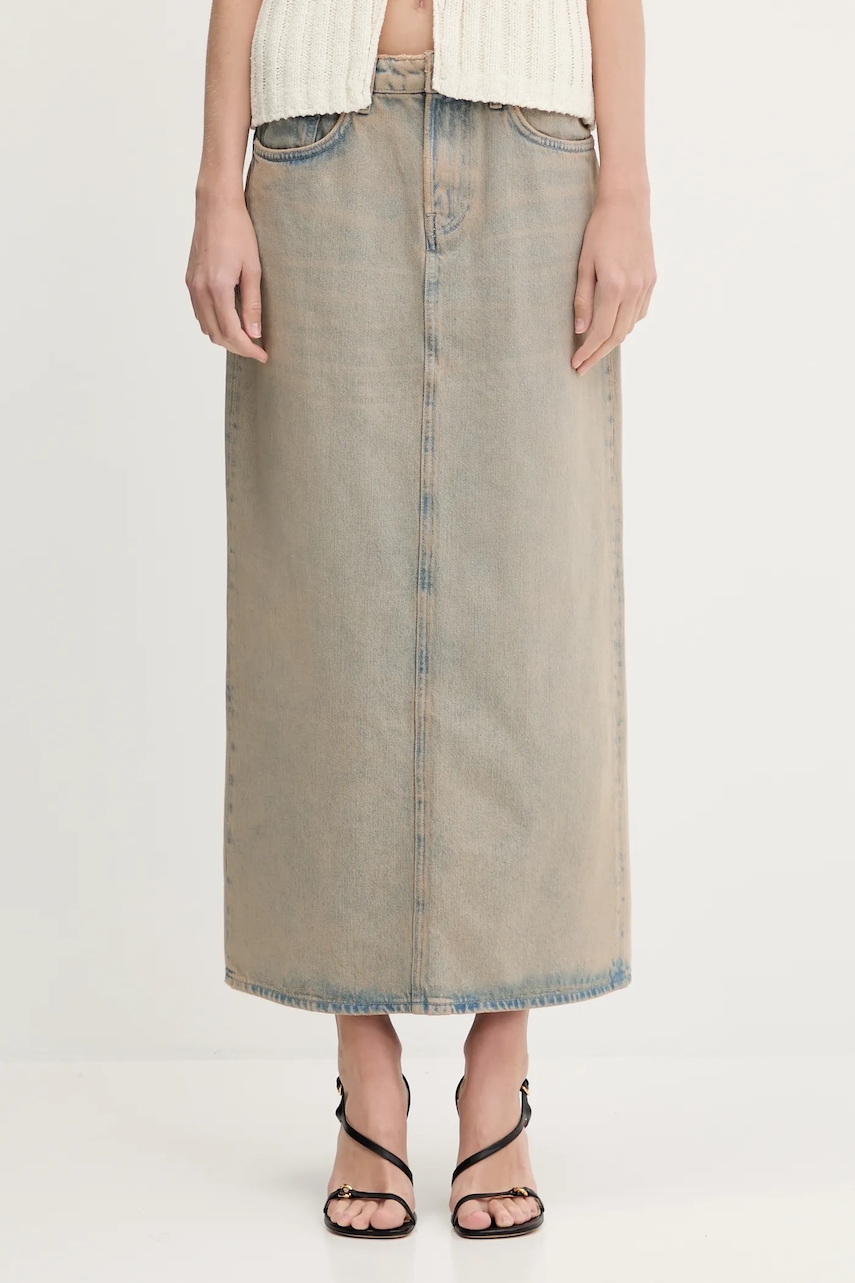 Džínová sukně Samsoe Samsoe Saelsie Long béžová barva, maxi, F25100166
