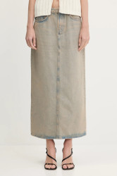 Džínová sukně Samsoe Samsoe Saelsie Long béžová barva, maxi, F25100166