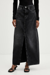 Džínová sukně Tommy Jeans černá barva, maxi, DW0DW21576