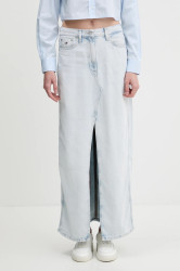 Džínová sukně Tommy Jeans modrá barva, maxi, DW0DW21069