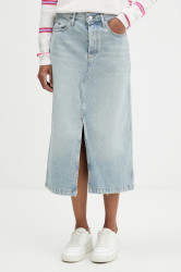 Džínová sukně Tommy Jeans modrá barva, midi, DW0DW21560