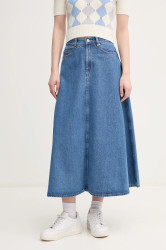 Džínová sukně United Colors of Benetton modrá barva, midi, áčková, 43C8D004K